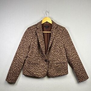 Ann Taylor Petite Leopard Print Blazer Jacket Size 8P